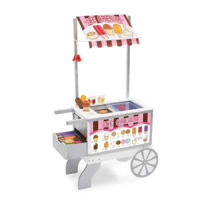 Image of Melissa &amp; Doug Snacks Sweets Food Cart and Toy Food, Pretend Play Toy, Wooden Shop Large Playset, Shop, Accessories, 3+, Gift for Boy or Girl