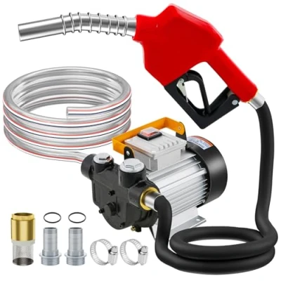 Image of 550W 220V Electric Diesel Transfer Pump, 20L 60L/min Fuel Pump With Auto Shut off Nozzle Hoses, Self Priming Extractor Kit Copper Motor and Low Noise