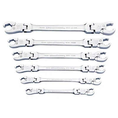 Image of GearWrench Ratcheting Flex Head Flare Nut Metric Wrench Set 6 Pc. 89101D