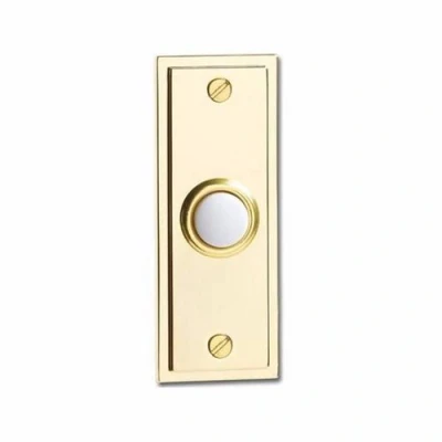 Image of Greenbrook Wired Polished Brass Decorative Bell Push Doorbell Switch Transmitter