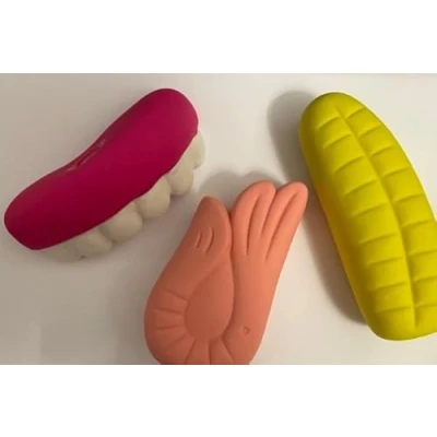Image of Latex Dog Toys Variety Pack Retro Sweets (Teeth/Shrimp/Banana)