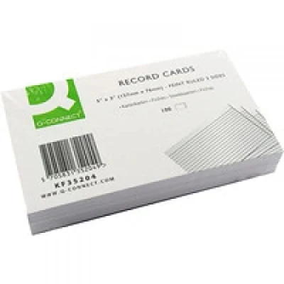 Image of Q Connect (5 x 3 Inch) Feint Ruled Lined Record Cards Double Sided Revision (1 100 Cards)