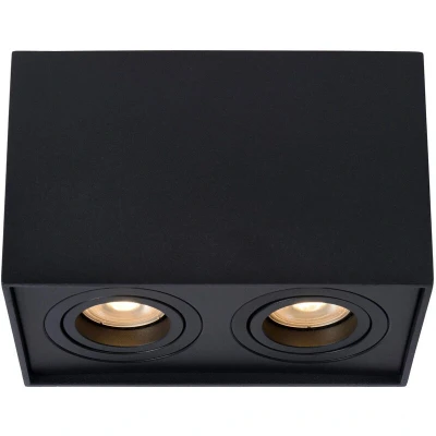 Image of Tube Modern Rectangle Surface Mounted Ceiling Spotlight 2xGU10 Black
