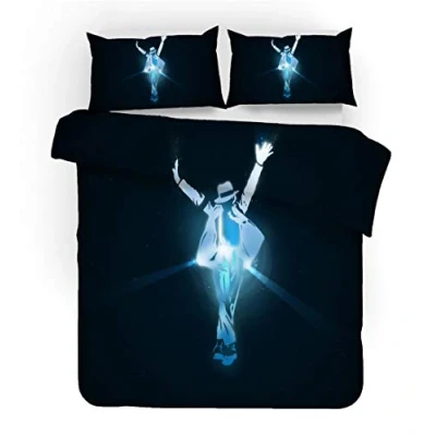 Image of NICHIYO Michael Jackson Bed Linen Set, Duvet Cover and Pillowcase, Microfibre, 3D Digital Print Three Piece Bedding (Duvet + Pillowcases) (13, Single 135 x 200 cm)