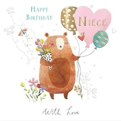 Image of Niece Cute Bear Birthday Greeting Card The Curious Inksmith Greetings Cards