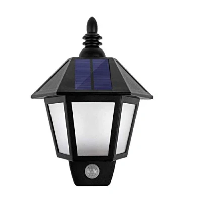 Image of Onerbuy Solar Powered Outdoor LED Wall Sconce Lantern Mounted Security Lights with Flickering Flame Garden Fence Yard Hexagonal Lamp (Flickering Lighting)