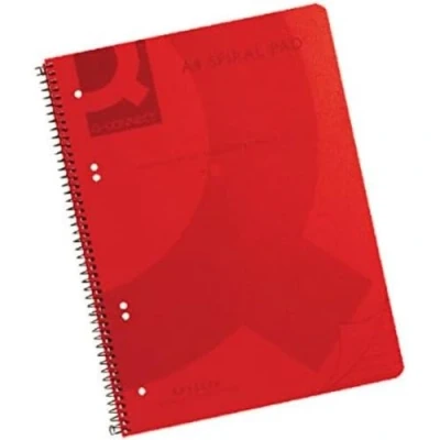 Image of Q Connect A4 Spiral Bound Polypropylene Notebook, 160 Pages, Red, Pack of 5