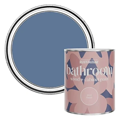 Image of Rust Oleum BLUE Moisture Resistant Bathroom Wood and Cabinet Paint in Matt Finish RIVER 750ML