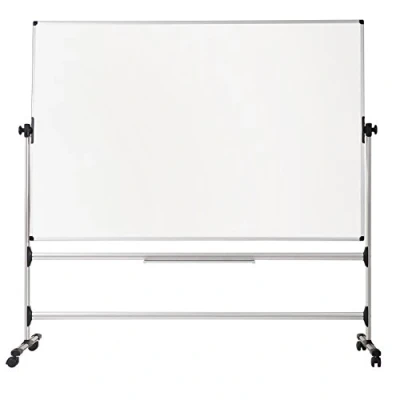 Image of Bi Office Earth Revolving Whiteboard, Magnetic Enamel, Mobile Board with Aluminium Frame, 120 x 90 cm
