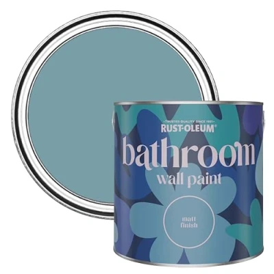 Image of Rust Oleum Blue Water Resistant Bathroom Wall &amp; Ceiling Paint Pacific State 2.5L