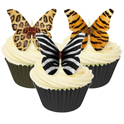 Image of Mixed Pack of 24 Edible Wafer Decorations Animal Design Butterflies 201 233 by CDA Products