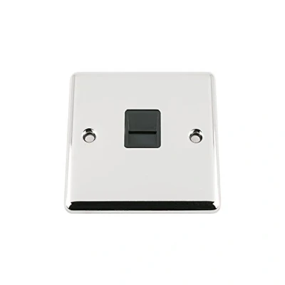 Image of Master Telephone BT Plug Socket Polished Chrome Classic Black Insert