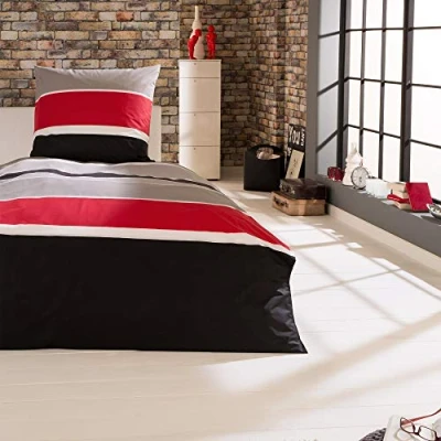 Image of Beautissu Double Duvet Set 155x220cm Delia 2 Cotton Bedding with Zipper 2x Covers &amp; Pillowcases Multicoloured Breathable
