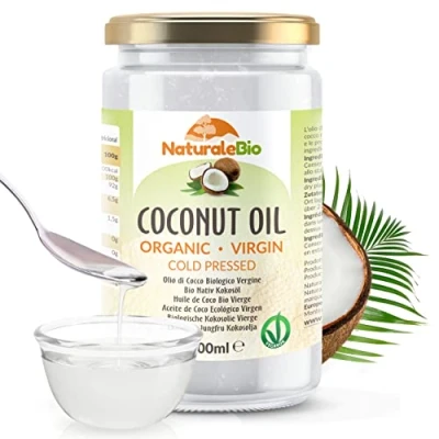 Image of Organic Virgin Coconut Oil 1 Litre. Raw Cold Pressed. Bio and Natural. Native Unrefined (1000ml). Country of origin Sri Lanka. NaturaleBio