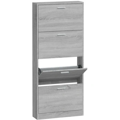 Image of vidaXL Shoe Cabinet Grey Sonoma 59x17x150 cm Engineered Wood