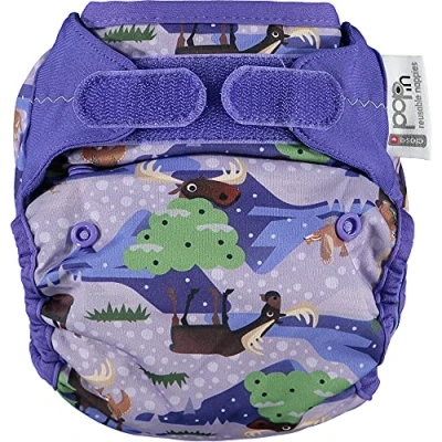 Image of Close Parent Eco Friendly Bamboo Nappy Wrap in Purple Moose APLIX, Waterproof, Birth to Potty Fit 0 36 Months