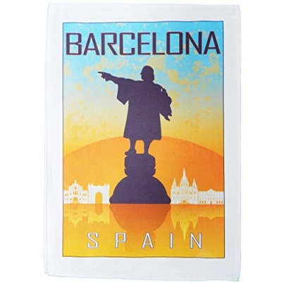 Image of Half a Donkey Barcelona Vintage Style Travel Poster Large Cotton Tea Towel