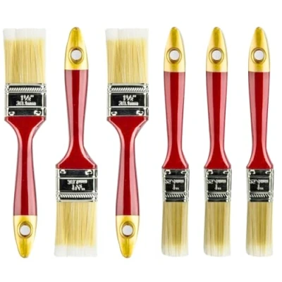 Image of Gloss Paint Brush, 6 Piece Brush Set Paintbrushes Furniture Brushes Painting Angle for Walls, House Trim Sash (Red)