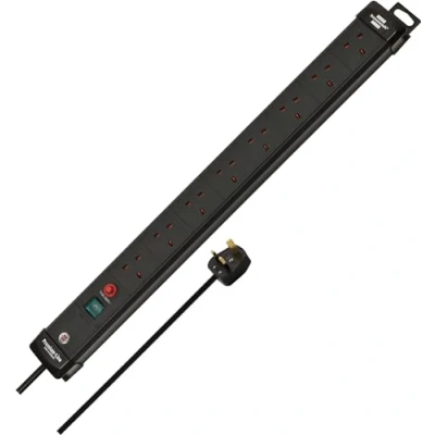 Image of Brennenstuhl Premium Line 8 way Extension Lead (Power Strip with Safety Fuse Button, 3m cable, Made in Germany) black