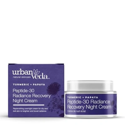 Image of Urban Veda Peptide 30 Radiance Night Cream For Dry, Dull and Dehydrated Skin Turmerone Moisturiser Anti Aging Face Collagen Vitamin C Glow 50 ML
