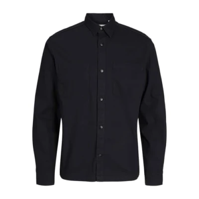 Image of JACK &amp; JONES Men&#039;s Jcologan Ripstop Overshirt Ls Casual Shirt, Black, L