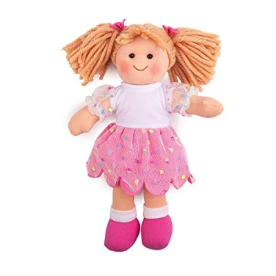 Image of Bigjigs Toys Darcie Rag Doll (Small) My First Doll, Quality Soft Dolls, For Girls &amp; Boys, Ragdoll Suitable From Birth, Removable Clothes Swapping Outfits, Size 28cm