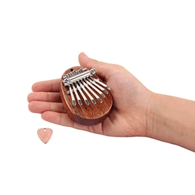 Image of Alnicov 8 Key Mini Finger Thumb Piano Kalimba Wood Mahogany Musical Good Accessory Pendant Gift