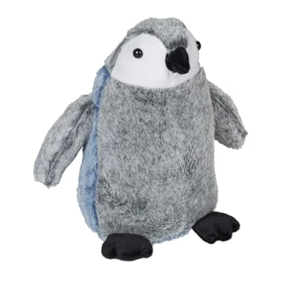 Image of Relaxdays Penguin Doorstop, Fabric with Sand Filling, Door Bumper, Floor Protector, Kids, HxWxD: 25 x 24 17 cm, Grey, Polyester