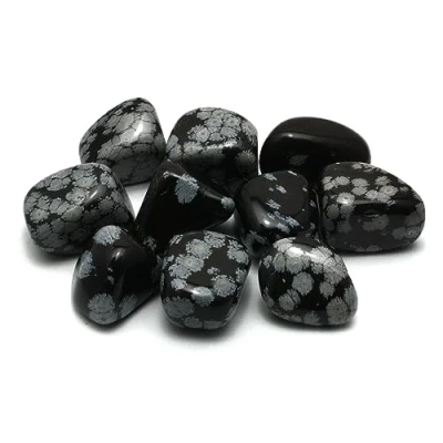Image of CrystalAge Snowflake Obsidian Tumble Stone (20 25mm) Pack of 10