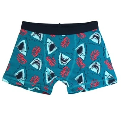 Image of We Got Character Limited Jaws Shark Boxer Trunks Shorts Age 4 12 Years All Over Design (UK, Age, 9 Years, 10 Regular, Blue)