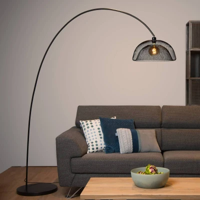 Image of Lucide Mesh floor lamp, black, arc lamp