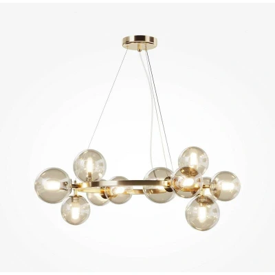 Image of Maytoni Dallas Modern 1 Globe Pendant Ceiling Light Gold, Cognac Shade, G9