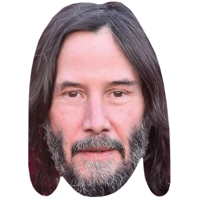 Image of Keanu Reeves (Grey Beard) Celebrity Mask, Flat Card Face, Fancy Dress Mask