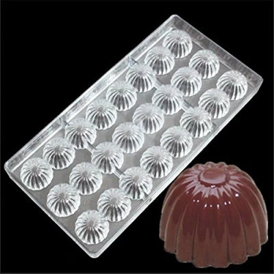 Image of VAK 24 Cavities Flower Shaped Chocolate Mould Polycarbonate Square Candy Tray Jelly Dessert Mold Hard Injection PC Baking Moulds Bakeware Pan 27.5x13.5x2.4cm