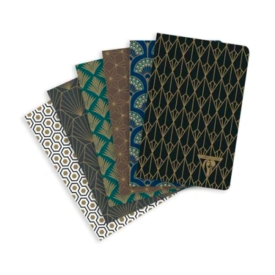 Image of Neo Deco &quot;Autumn Winter Collection&quot; textile stitching notebook 9x14cm 96p lined 6 assorted patterns 90g ivory paper PAQ OF