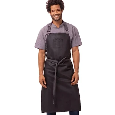 Image of Chef Works Unisex Boulder Chefs Bib food service uniforms aprons, Purple/Black, One size US,