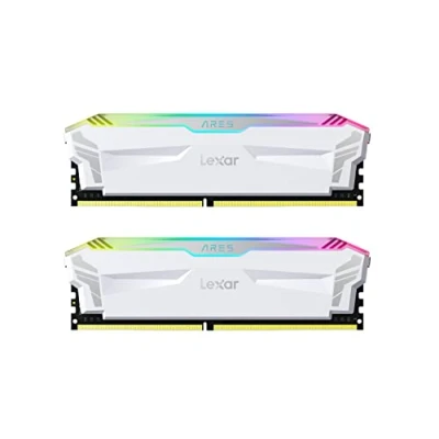 Image of Lexar ARES RGB DDR4 RAM 16GB Kit (8GB x 2) 4000 MHz, DRAM 288 Pin U DIMM Desktop Memory, XMP 2.0 High Performance Computer CL18 22 42, PC4 32000, White (LD4EU008G R4000GDWA)
