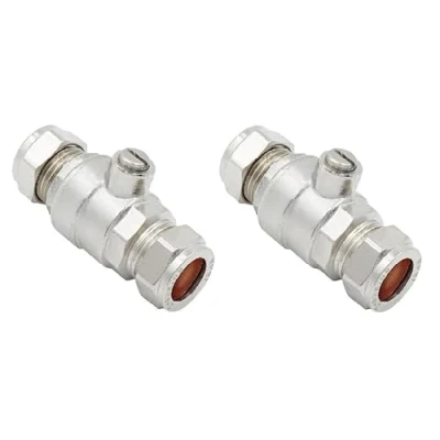 Image of TC Isolating Isolation Valve 15mm Full Flow Large Bore Compression Chrome Plated Slotted Pack of 2