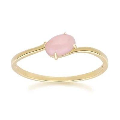 Image of Classic Oval Pink Opal Ring in 9ct Yellow Gold Size: P