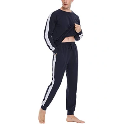 Image of Doaraha Mens Pyjamas Set Loungewear Pjs Pajamas Nightwear Long Sleeve Top &amp; Pants for Man Tracksuit Sleepwear