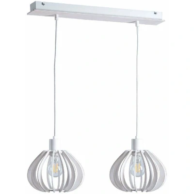 Image of Nicoleta Bar Pendant Ceiling Light White, 52cm, 2x E27