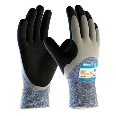 Image of Atg Cut Resistant Gloves, NBR Coated, Black/Purple/Grey, Size 8