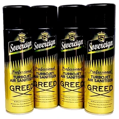 Image of 4 Pack Bundle Sovereign Turbojet Air Sanitiser Greed Car Home Spray Freshener