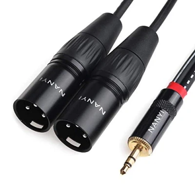 Image of NANYI XLR Microphone Splitter Audio Cables 3.5mm to 2XLR Male TRS Stereo Two Interconnect Cable, Y Adapter Cable 3M (10FT)