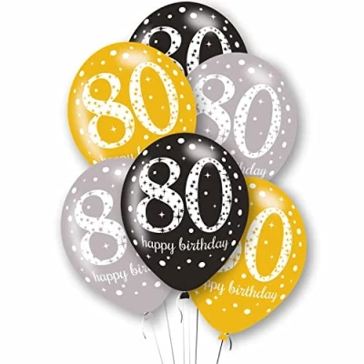 Image of Amscan 9912768 Rtl Balloon Pk6 27Cm Age 80
