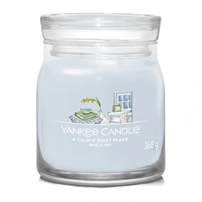 Image of Yankee Candle Signature Scented A Calm &amp; Quiet Place Medium Jar with Double Wicks Soy Wax Blend Long Burning Perfect Gifts for Women