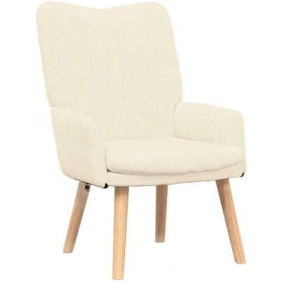 Image of vidaXL Modern and Comfortable Cream Armchair for Relaxing in the Living Room Ergonomic Polyester Fabric with Tapered Wooden Legs Ideal Reading Indoor Sitting