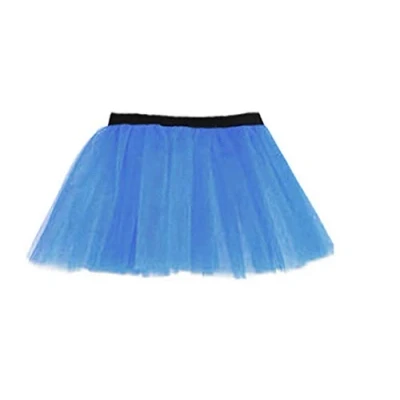 Image of Gizelle Fancy Dress Ladies Neon Tutu Skirt 80s Two Layers Party Outfit Hen Running Costume 1980s (Blue)