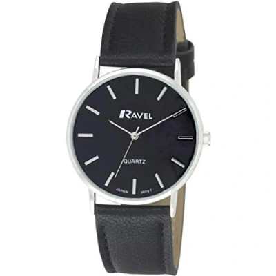 Image of Ravel Unisex Classic Everyday Watch Black/Silver Tone/Black/Modern Index