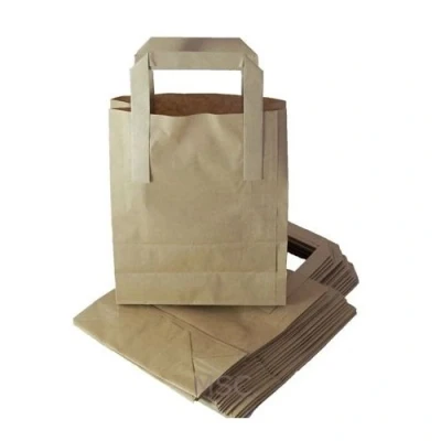 Image of K One Brown Kraft Craft Paper SOS Carrier Bags Choose Size and Quantity (25, Large 10&quot;x5.5&quot;x12.5&quot; (WxDxH))